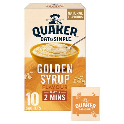 Quaker Oat So Simple Golden Syrup Porridge Sachets, 10 x 36g