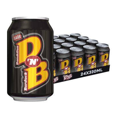 Barr DNB - Fizzy Drinks 24 Pack x 330ml Cans - Dandelion and Burdock - Soft Drink with Zero Sugar