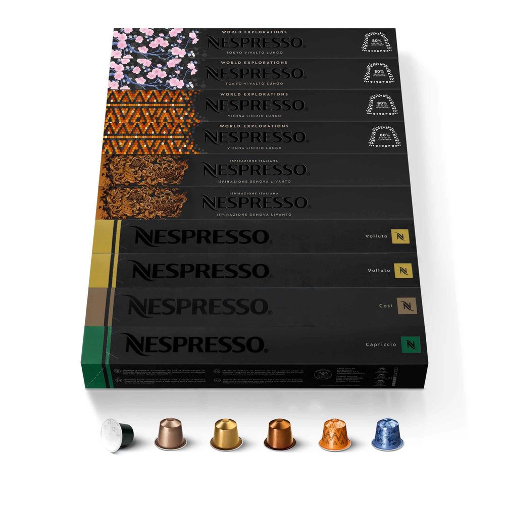 100 Nespresso OriginalLine Capsules Mixed Flavors - "NOT Compatible with VertuoLine machines"