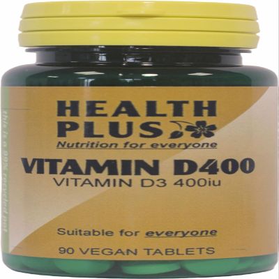 Health Plus Vitamin D3 400iu (10g) : Vitamin D Supplement - 90 Tablets, in a planet-friendly 99% recycled pot