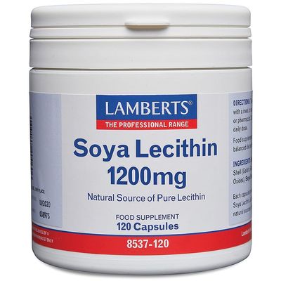 Lamberts SOYA Lecithin Capsules High Strength 1200mg Rich in Phospholipids & Choline 120 Capsules