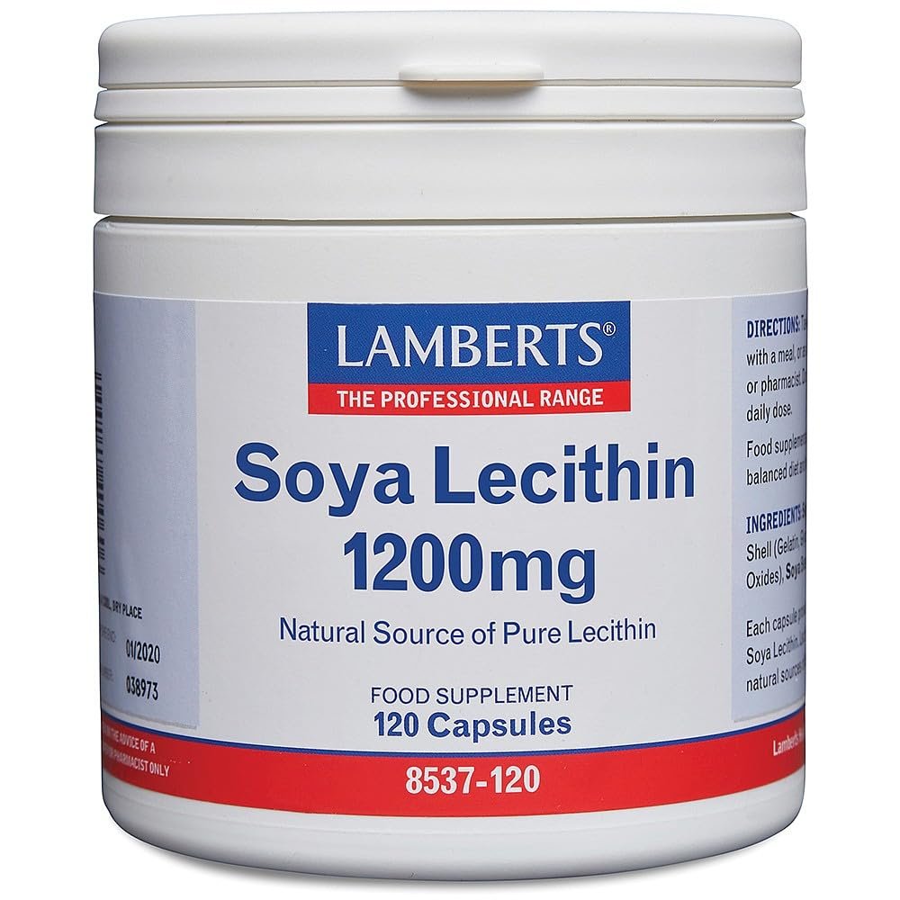 Lamberts SOYA Lecithin Capsules High Strength 1200mg Rich in Phospholipids & Choline 120 Capsules
