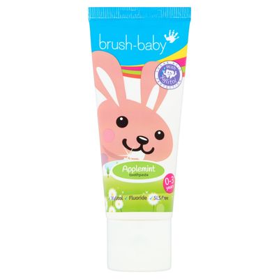 Brush-Baby Applemint Toothpaste for Babies & Toddlers | Stage 2-First Teeth | 0-36 Months, 50ml, Clear
