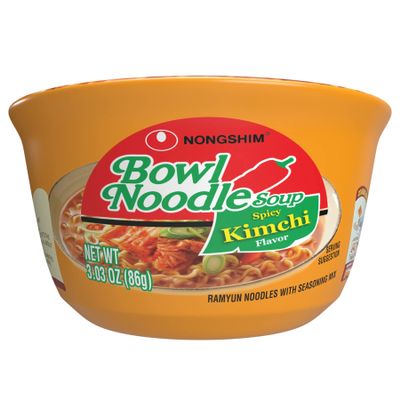 NongShim Bowl Noodle Soup, Kimchi, 3.03 Ounce (Pack of 12)