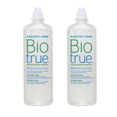 Biotrue Multi-Purpose Contact Lens Solution, 2x 300ml - Cushions & Rehydrates Soft Contact Lenses for Comfortable Wear - Condition, Clean, Remove Protein, Disinfect & Rinse - With Lens Case, Pack of 2