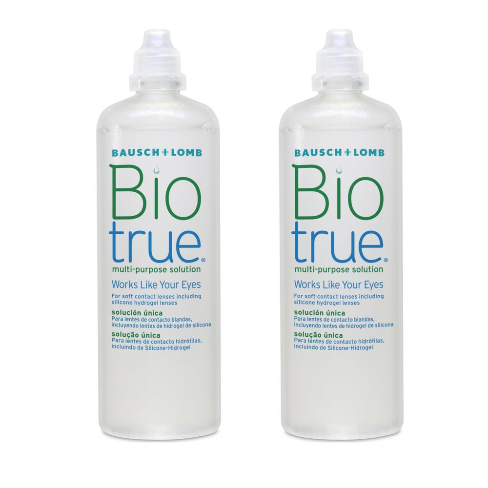 Biotrue Multi-Purpose Contact Lens Solution, 2x 300ml - Cushions & Rehydrates Soft Contact Lenses for Comfortable Wear - Condition, Clean, Remove Protein, Disinfect & Rinse - With Lens Case, Pack of 2