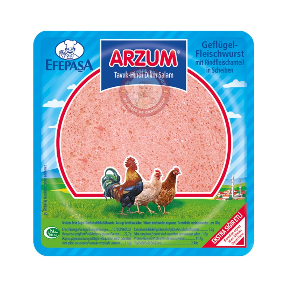 Original Efepasa Arzum Sliced Turkey Salami Turkish Taste Halal 150 Gr by BAKKALIM UK
