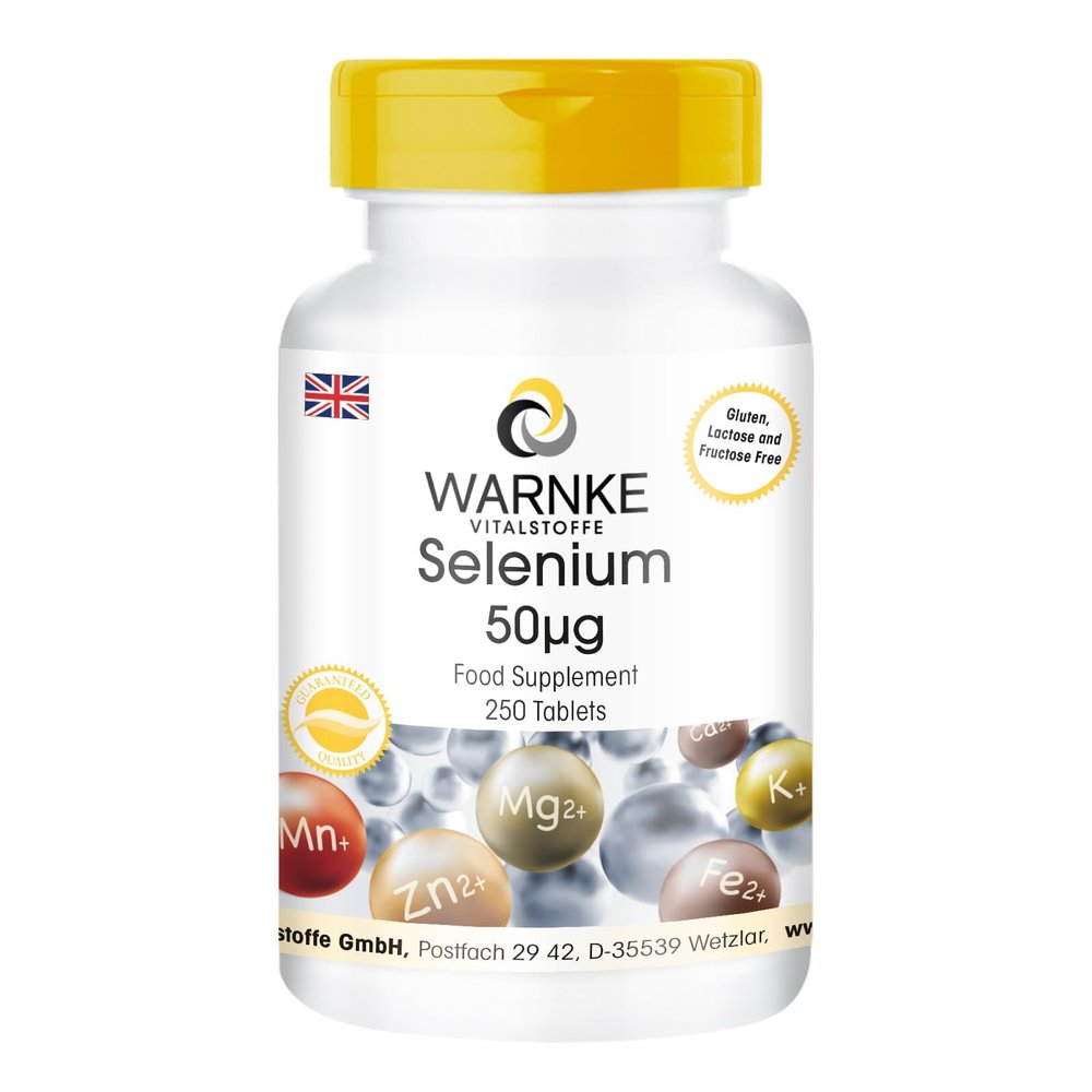 Gesundheitsprodukte Selenium from Selenium Yeast, 50 g, 250 Tablets  Vegetarian (Pack of 1 x 75 kg) | Warnke Vitalstoffe - German Pharmacy Quality