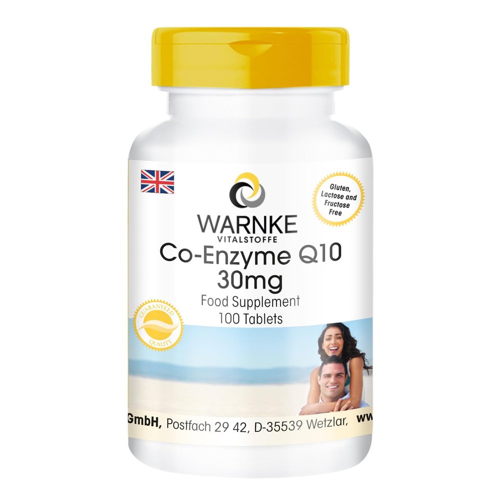 Co-Enzyme Q10 30mg, Vegan, 100 Tablets | Warnke Vitalstoffe - German Pharmacy Quality