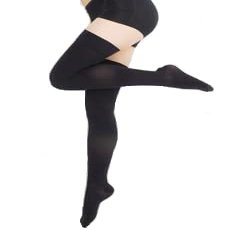 BriteLeafs Thigh High Compression Stockings 20-30 mmHg, Black, Small, Closed Toe, Stay-Up Lace Top, Silicone Band, - Graduated Compression