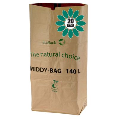 140 Litre x 20 Paper Compostable Wheelie Bin Liners - Biodegradable Sacks/Liners - Bioliner Eco Sack Bags with All-Green Composting Guide