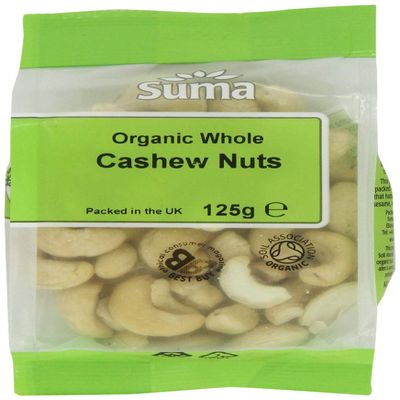 Suma Organic whole Cashews 125 g (Pack of 6)