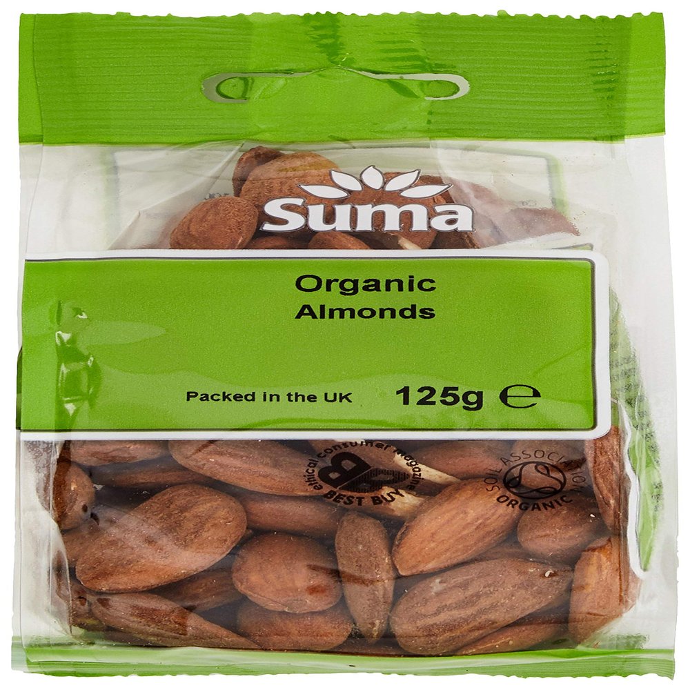 Suma Organic Almonds 125 g (Pack of 6)