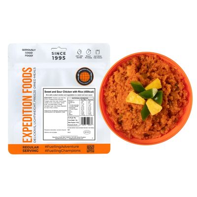 EXPEDITION FOODS Sweet and Sour Chicken with Rice (Single Serving / 450KCAL) | Freeze-Dried Camping & Hiking Food