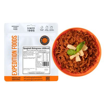 EXPEDITION FOODS Spaghetti Bolognese (Single Serving / 450KCAL) | Freeze-Dried Camping & Hiking Food
