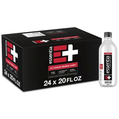 Essentia Water; 20-oz. Bottle; Ionized Alkaline Bottled Water; Electrolyte Infused for Smooth Taste; pH 9.5 or Higher; 99.9-Percent Pure, Overachieving H2O for the Doers and Believers
