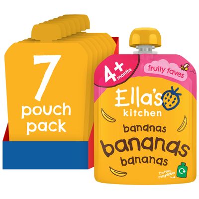 Ella's Kitchen First Taste Bananas Puree, Stage 1 (4+ months), Pack of 7, 490g