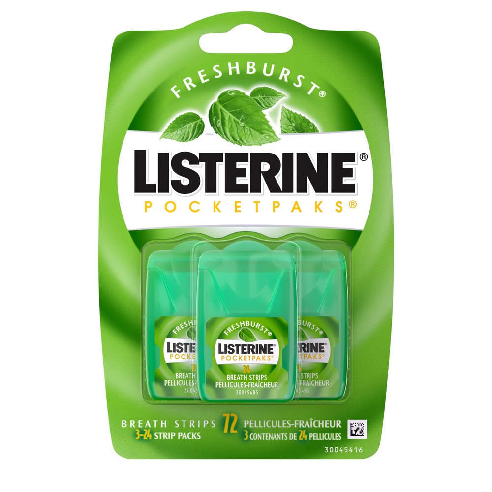 Listerine Freshburst Pocketpaks Breath Strips, 24-Strip Pack, 3 Pack