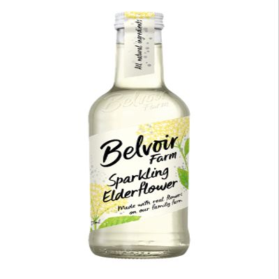 Belvoir Farm Sparkling Elderflower Presse - Hand Picked Elderflowers, Traditional Family Recipe, 100% Natural Ingredients, No Artificial Flavourings or Preservatives, Vegan 12 x 275ml Bottles