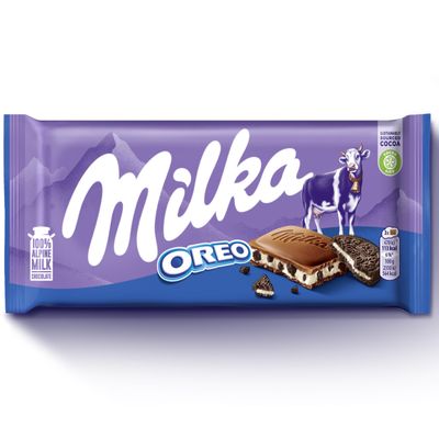 Milka & OREO Milk Chocolate Bar, Creamy Alpine Chocolate with Crunchy OREO Pieces, For Sharing or Gifting 100 g (Pack of 22 Bars)
