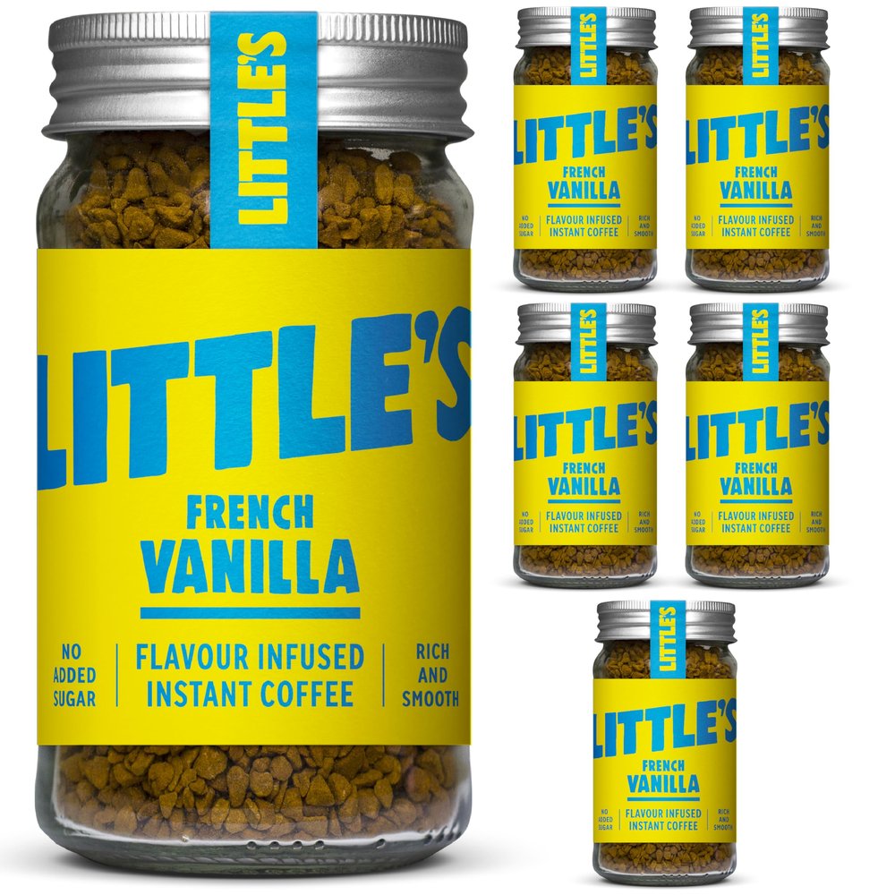 Little's French Vanilla Flavoured Instant Coffee, 6 Pack (50g x 6) - Rich & Smooth Coffee, Infused With Vanilla Flavour - Vegan Friendly, Low Calories, No Added Sugar