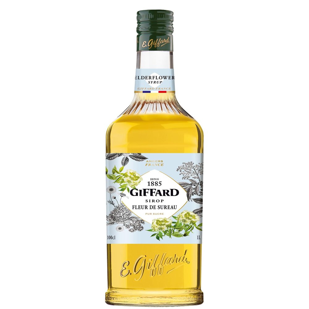 GIFFARD - Elderflower Syrup - French Recipe and Manufactured - Floral and Thirst-Quenching - 1 Litre, 0.0% vol, 100cl