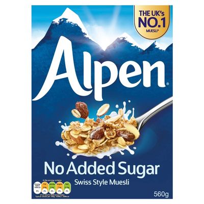 Alpen No Added Sugar The Swiss Recipe 560 G (Pack of 6) - New 550g version available