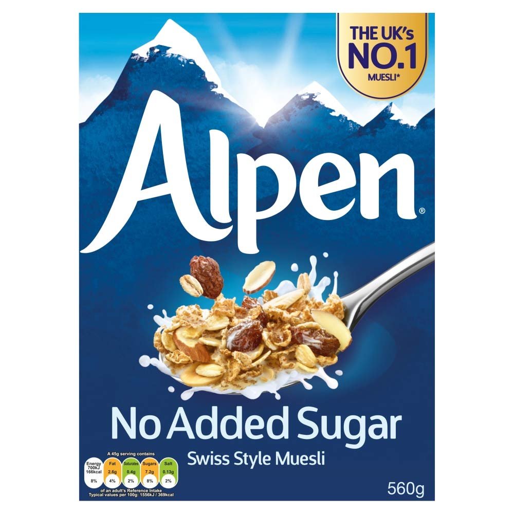 Alpen No Added Sugar The Swiss Recipe 560 G (Pack of 6) - New 550g version available