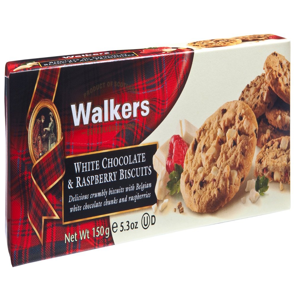 Walkers White Chocolate & Raspberry Biscuits 150 g (Pack of 4)