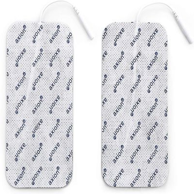 Big Electrodes with 2mm Jack - 2 self Adhesive Pads - 12x7cm - Compatible to TENS EMS Units with 2mm Connection - axion Brand Quality