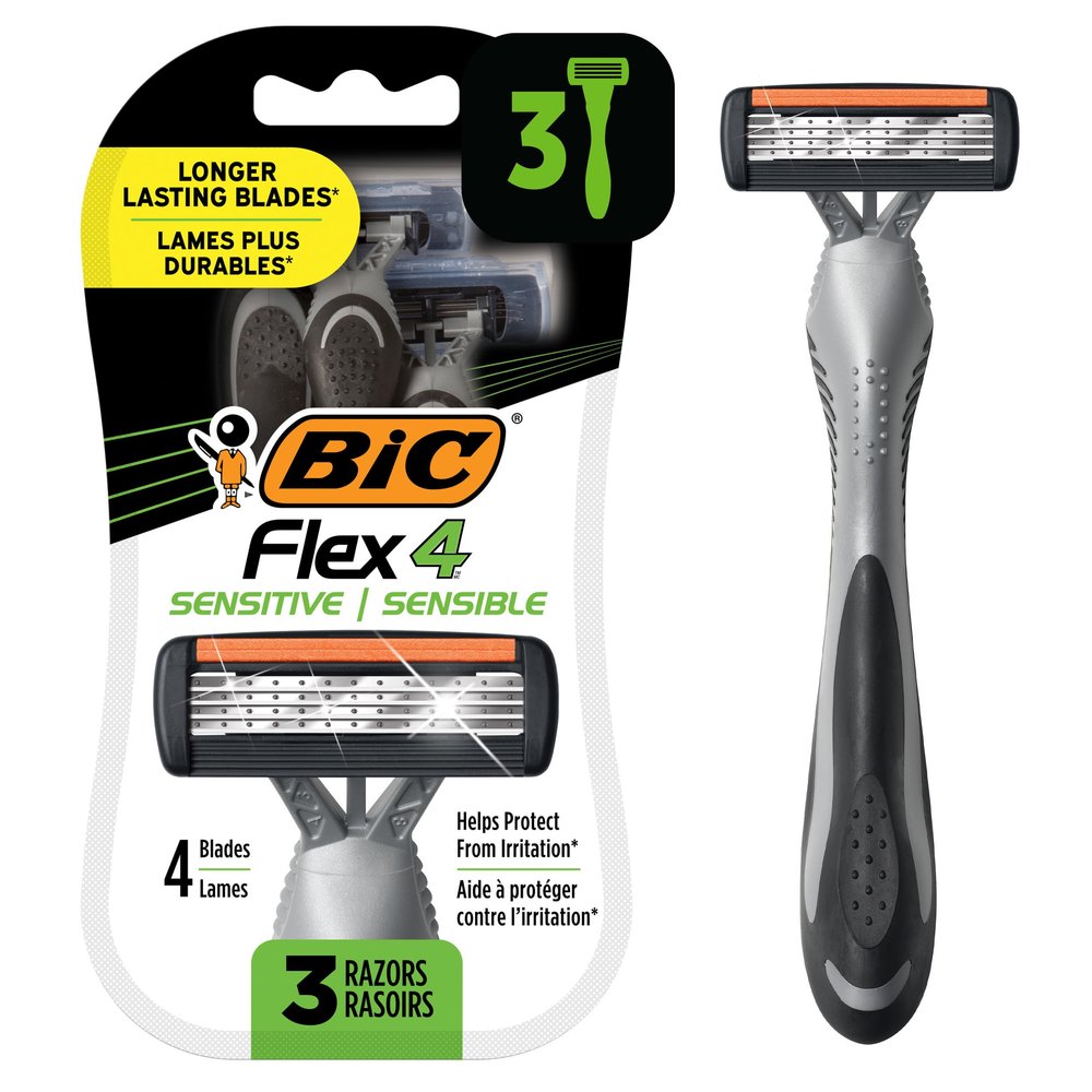 Bic Classic Flexible Head 4 Blade Disposable Razor, 3 Ct for Men