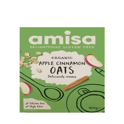 Amisa Organic Porridge Oats with Apple and Cinnamon 300g (Pack of 3)