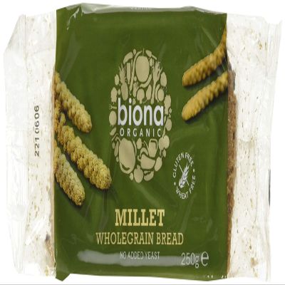 Biona Organic Gluten Free Millet Wholegrain Bread 250g (Pack of 3)