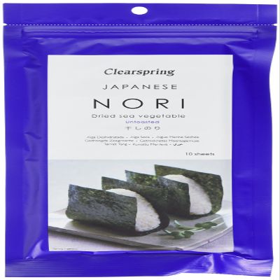 Clearspring Untoasted Japanese Dried Sea Vegetable Nori Sheets 25 grams (Pack of 3)