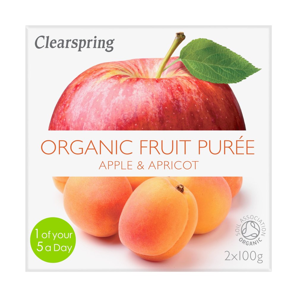 Clearspring Organic Apple and Apricot Fruit Puree 2x100 g (Pack of 12)
