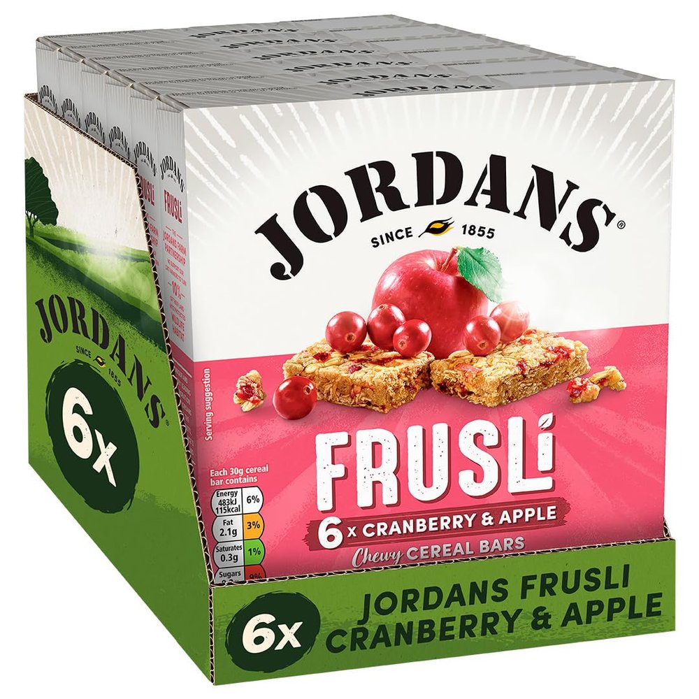 Jordans Frusli Cranberry & Apple | Cereal Bars | Vegetarian |30 gm (Pack of 6)