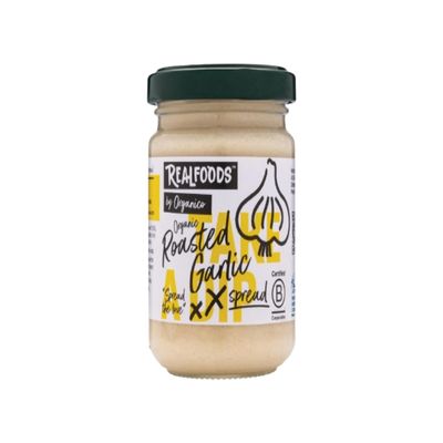 Realfoods by Organico | Organic Roasted Garlic Spread - Bold Italian & Farm-Fresh Flavour from Puglia, 140g