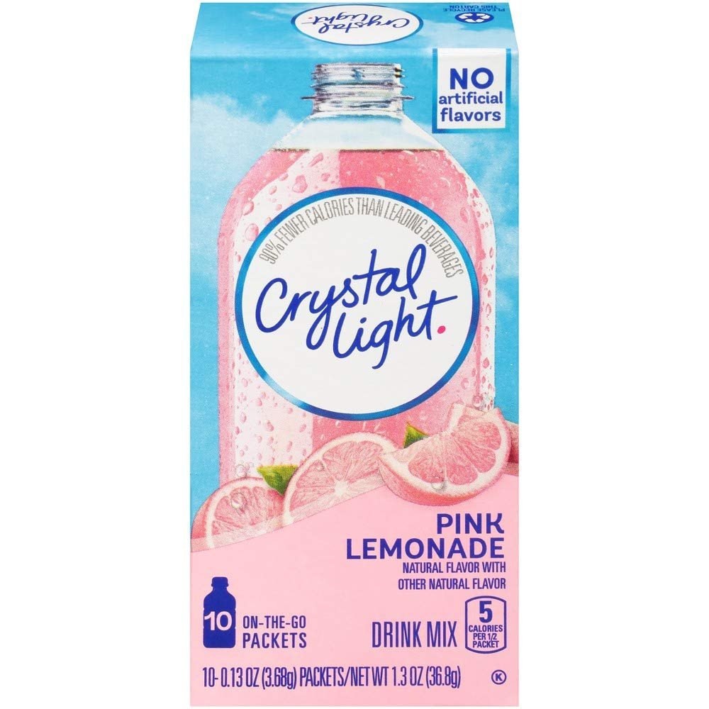 CRYSTAL LIGHT NATURAL PINK LEMONADE DRINK MIX - ON THE GO - 10 PACKET BOX - AMERICAN