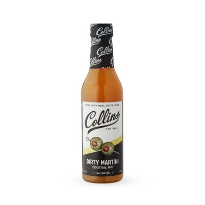 Collins Dirty Martini Mix Made with Real Olive Brine for The Bold Flavor You Need | Classic Cocktail Recipe Ingredient, 12.7 fl oz, 12.7 oz, Black