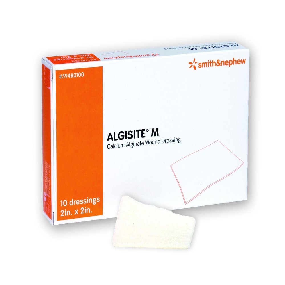 Algisite M Calcium Alginate Dressing 2 x 2 in. Pad size/Box of 10 by Smith & Nephew