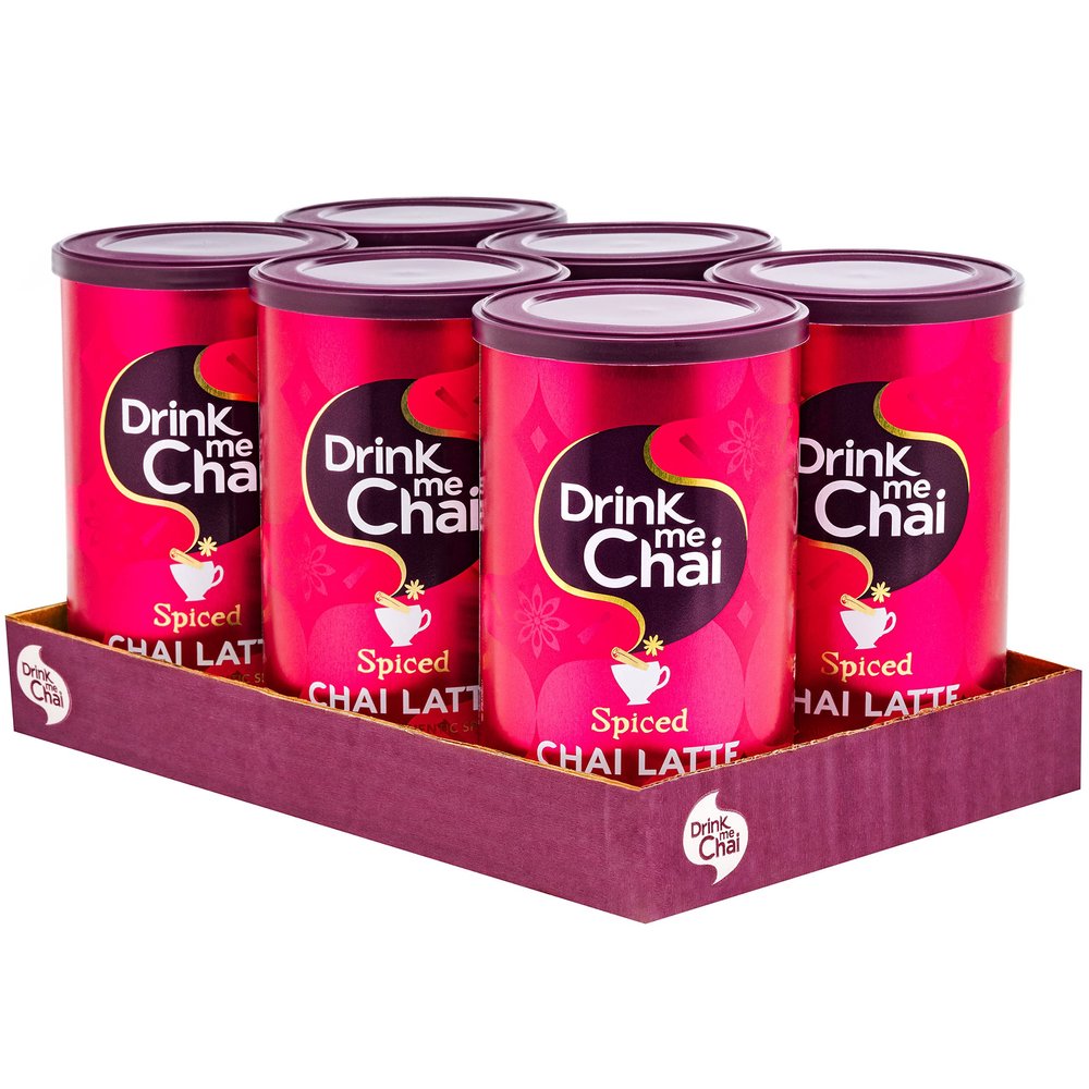 Drink Me Chai Spiced Chai Latte 250g (Pack of 6) - Just Add Water, Chai Latte Powder (96 servings total)