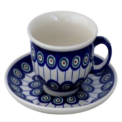 Original Pottery Ceramic Cup with Saucer 0.2 Litres in Decor 8
