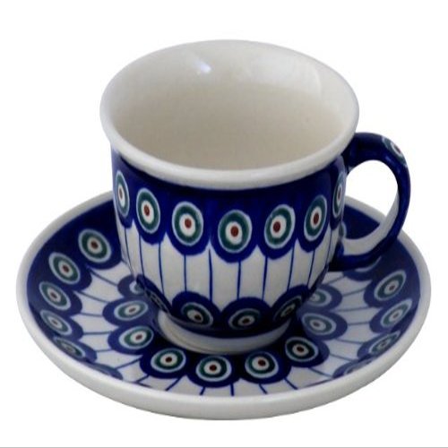 Original Pottery Ceramic Cup with Saucer 0.2 Litres in Decor 8