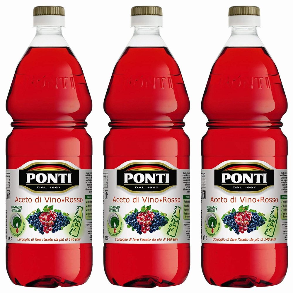 3x Ponti Aceto di Vino Rosso 'Italian Red Wine Vinegar' 1000 ml