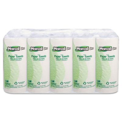 (0 Inches, 0 Inches, 0 Inches, 15, 00610, White) - Marcal Pro Paper Towels, 2-Ply, 70 Sheets Per Roll, 15 Individually Wrapped Rolls per Bundle - 100% Recycled - Strong and Absorbent White Paper Towels 00610