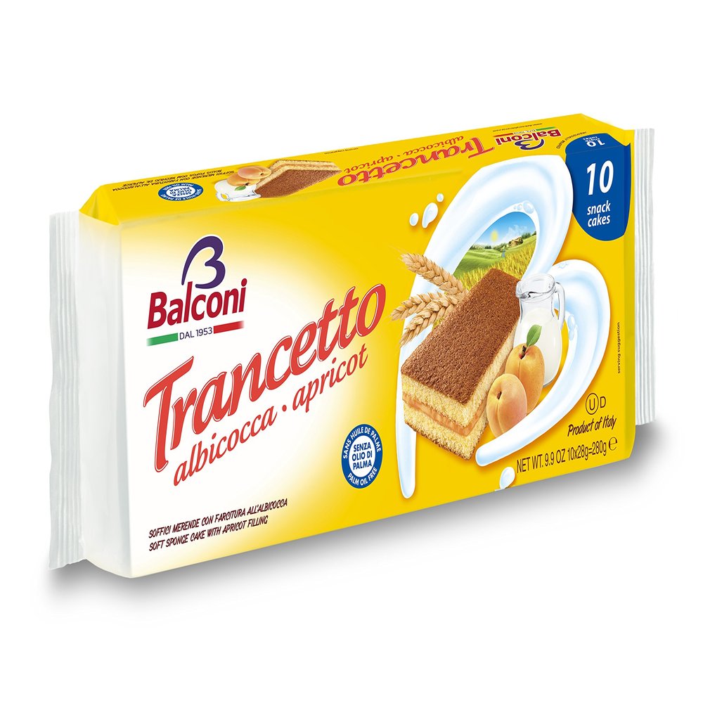 Balconi | Trancetto | Apricot Flavour Sponge Cakes | Case of 15