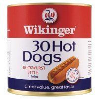 Wikinger 30 Hot Dogs Beechwood Smoked Bockwurst Style in Brine, 3000g