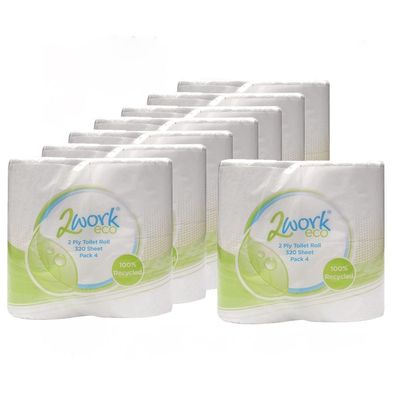 2Work Recycled 2-Ply Toilet Roll 320 Sheets (Pack of 36) KF03808