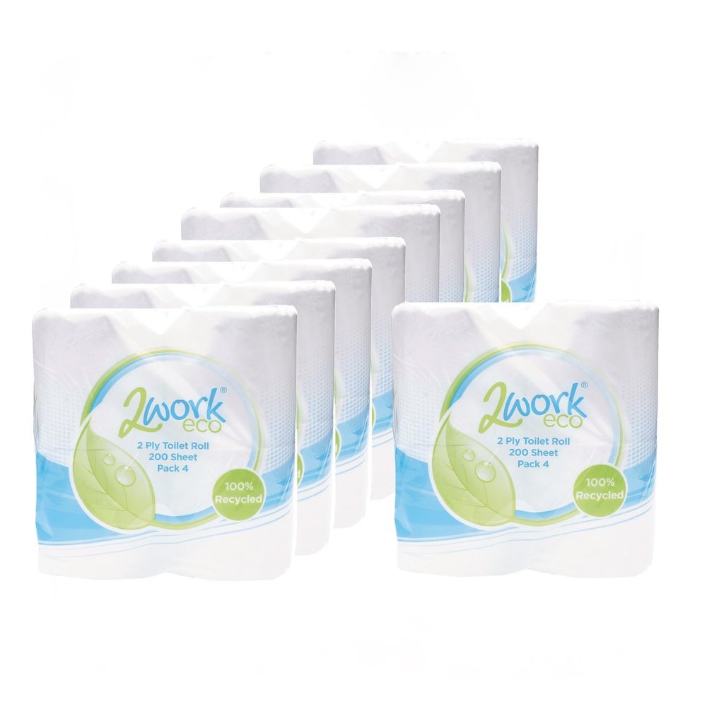2Work Recycled 2-Ply Toilet Roll 200 Sheets (Pack of 36) KF03809