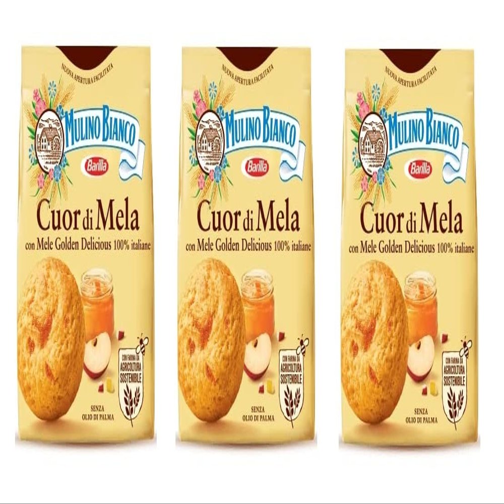 3 x Mulino Bianco Cuor di Mela Cookies 250 g